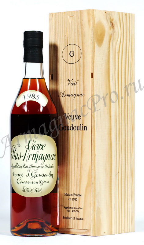 Арманьяк 1985 года Вёв Ж. Гудулен armagnac Veuve J.Goudoulin