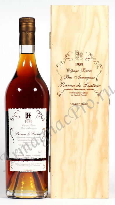 Арманьяк 1959 года Барон Люстрак Сепаж Бакко Домэн Де Гоб armagnac Barone de Lustrac 